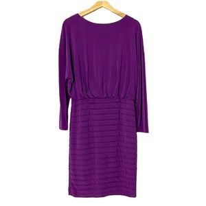 Adrianna Papell Bandage Sheath Dress keyhole Long Sleeves Purple Sz 10